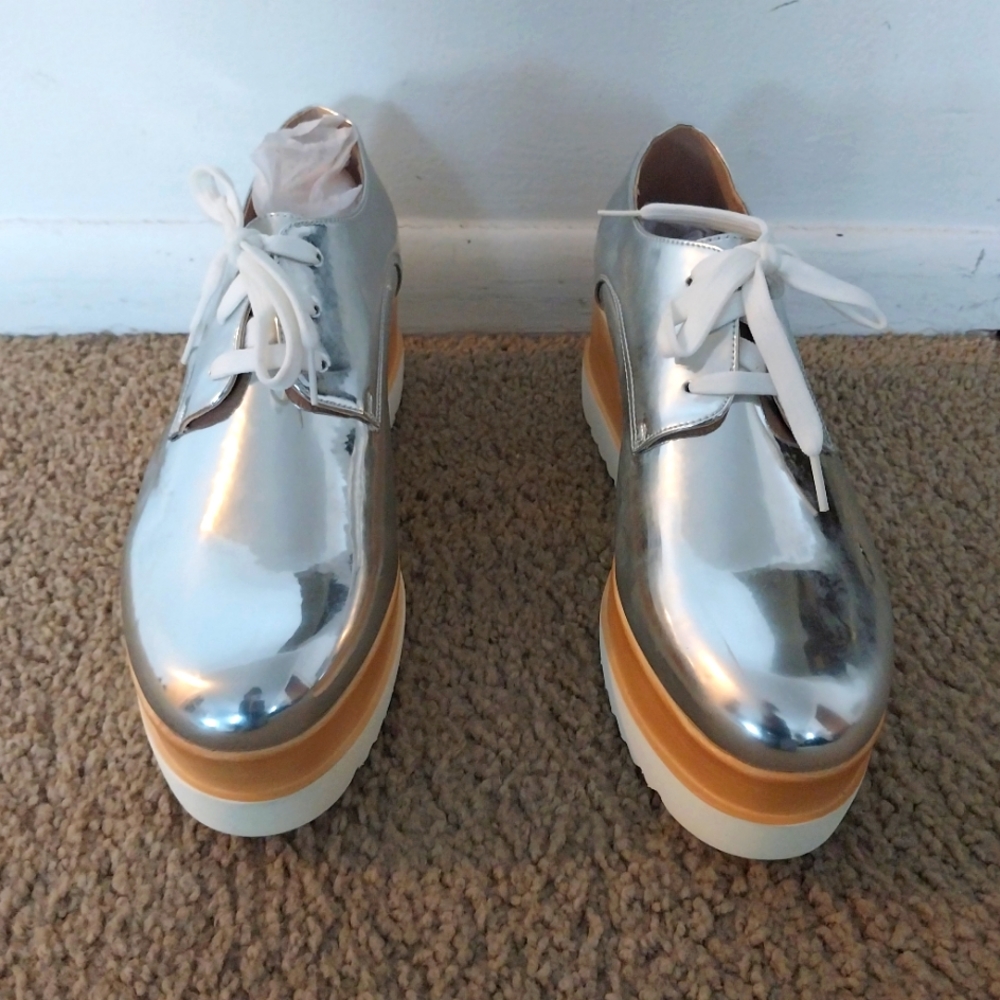 Brand New Silver Metallic Platform Shoes